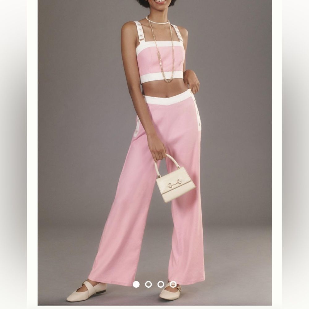 Maeve Linen Side-Button Trousers